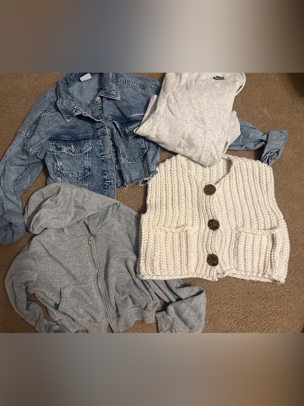 Cream Crochet Buttoned Vest - Chunky Knit